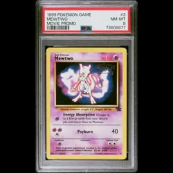 1999 Pokemon Mewtwo Black Star Movie Promo #3 PSA 8 NM MINT - Image 1