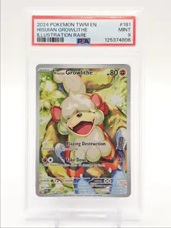 HISUIAN GROWLITHE 2024 POKEMON TWILIGHT ILLUSTRATION RARE 181/167 PSA 9 Q0004 - Image 1