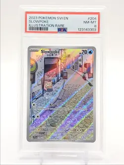 SLOWPOKE 2023 POKEMON SCARLET & VIOLET ILLUSTRATION RARE 204/198 PSA 8 Q0004 - Image 1