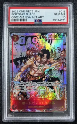 PORTGAS D. ACE PSA 10 2022 ONE PIECE JAPANESE #OP02-013 MANGA ALTERNATE ART 121 - Image 1
