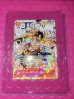 Mini Card Saikyo Jump 2024 One Piece Japanese Holo Foil OP02-013 Portgas D Ace - Image 1