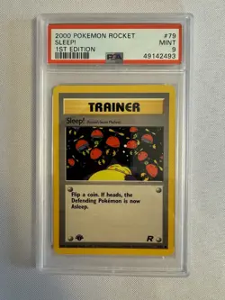 2000 Pokemon - 1st Edition Sleep! Non-Holo Trainer Team Rocket 79/82 PSA 9 Mint! - Image 1