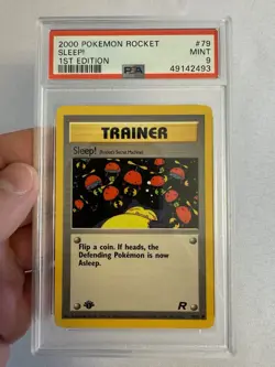 2000 Pokemon - 1st Edition Sleep! Non-Holo Trainer Team Rocket 79/82 PSA 9 Mint! - Image 2