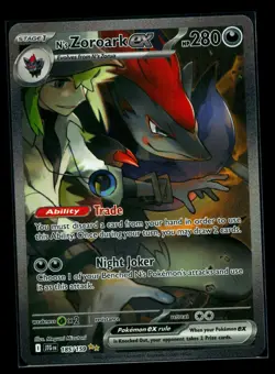 Pokemon N's Zoroark ex 185/159 Sv09: Journey Together Holo SIR Illustration NM - Image 1