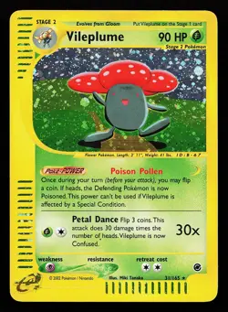 Vileplume 31/165 Holo Rare Expedition Pokemon Card - Image 1