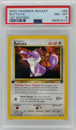 Pokemon 1st Edition Rattata 66/82 Team Rocket PSA 8 NM/Mint - Image 3