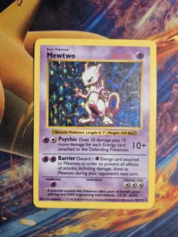 Mewtwo 10/102 MP HP Pokemon Base Set (Shadowless) -Unlimited Edition Holo Rare - Image 1