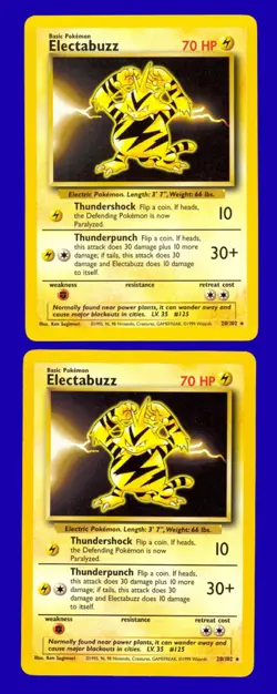 LOT of (2) 1999 Pokemon Game Base Set Electabuzz 20/102 - RARE Mint to Gem Mint - Image 1