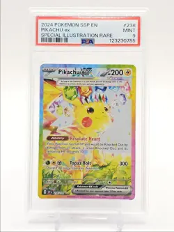 PIKACHU EX 2024 POKEMON SURGING SPECIAL ILLUSTRATION RARE 238/191 PSA 9 Q0004 - Image 1