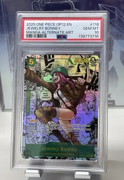 2025 ONE PIECE OP12-118 JEWELRY BONNEY ENGLISH MANGA ALTERNATE ART PSA 10 - Image 1