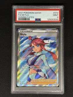 PSA 9 SKYLA 2021 POKEMON SWORD & SHIELD SHINING FATES #072/072 FA FULL ART MINT - Image 1