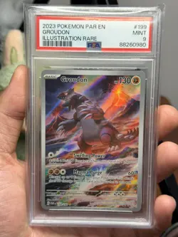 Pokemon TCG Sv04: Paradox Rift Groudon Holo Illustration Card 199/182 PSA 9 - Image 1
