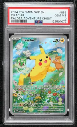 Pikachu (Paldea Adventure Chest) Holo Pokemon Scarlet & Violet Black Star PSA 10 - Image 1
