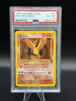 Moltres - Holo Rare #12 PSA 6 EX-MT 1999 Pokemon Fossil - Image 1