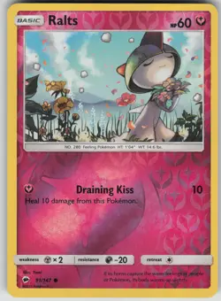 Pokemon TCG Ralts Common Reverse Holo SM - Burning Shadows 91/147 - Image 1