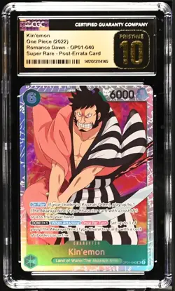 Kin'emon One Piece Romance Dawn #OP01-040 SR Post-Errata CGC 10 Pristine POP 1 - Image 1