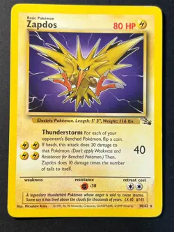 Zapdos 30/62 Fossil Rare - WOTC Pokemon Card LP - - Image 1