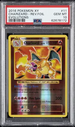 2016 POKEMON XY EVOLUTIONS #11 CHARIZARD-REVERSE FOIL PSA 10 - Image 1