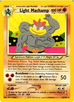 Pokemon TCG Light Machamp Neo Destiny Card 25/105 Unlimited Rare VLP - Image 1