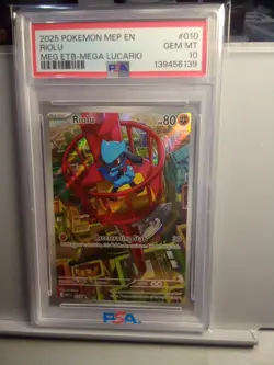 2025 Pokemon Mep E. Riolu Meg Etb Mega Luicario #010 Promo Psa 10 - Image 1