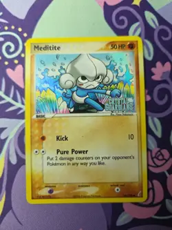 Pokemon TCG EX Crystal Guardians Meditite 56/100 Reverse Holo Lightly Played - Image 1