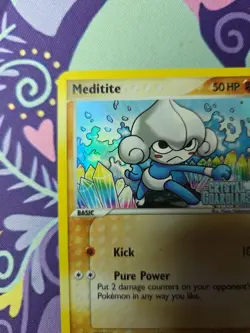 Pokemon TCG EX Crystal Guardians Meditite 56/100 Reverse Holo Lightly Played - Image 2