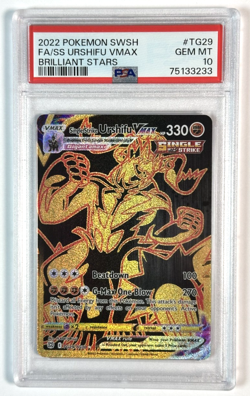 2022 Pokemon Sword & Shield Full Art Urshifu VMAX Brilliant Stars PSA 10 - Image 1