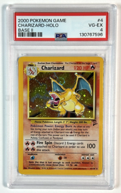 2000 Pokemon Game Charizard Holo Base II PSA 4 - Image 1