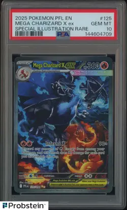 2025 POKEMON PFL EN-PHANTASMAL FLAMES #125 MEGA CHARIZARD X EX PSA 10 - Image 1