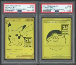 2021 Pokemon Japanese 25th Anniv. Golden Box #001-2 Pikachu V Poke Ball PSA 10 - Image 1
