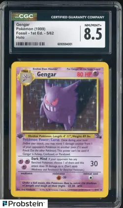 1999 Pokemon Fossil 1st Edition #5/62 Gengar Holo CGC 8.5 NM-MT+ - Image 1