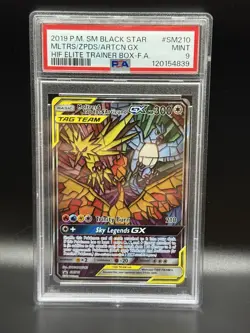 2019 POKEMON SM BLACK STAR PROMO FULL ART/MOLTRES & ZAPDOS & ARTICUNO GX PSA 9 - Image 1