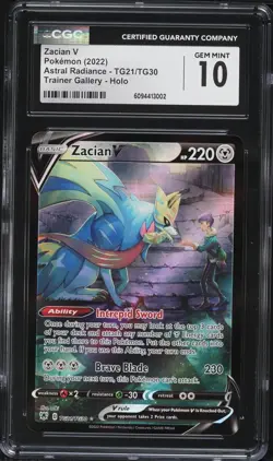 2022 POKEMON SWORD & SHIELD ASTRAL RADIANCE TG21 FULL ART/ZACIAN V CGC 10 - Image 1