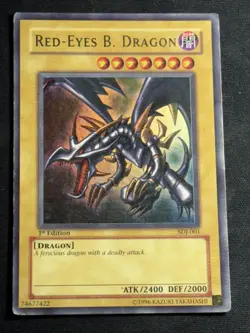 Red-Eyes Black Dragon SDJ-001 1st Edition Ultra Rare Yu-Gi-Oh Card Played MP - Image 1