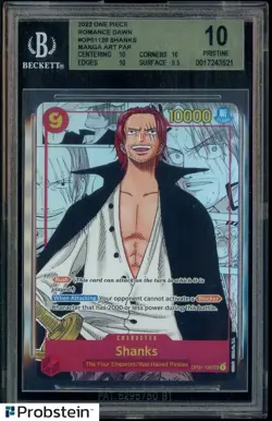 2022 One Piece Romance Dawn #OP01120 Shanks Manga Art BGS 10 PRISTINE - Image 1