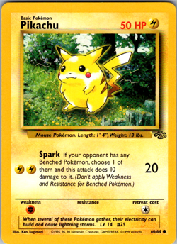 Pokemon TCG Jungle Pikachu Card 60/64 Unlimited vintage rare Pokemon TCG Jungle - Image 1