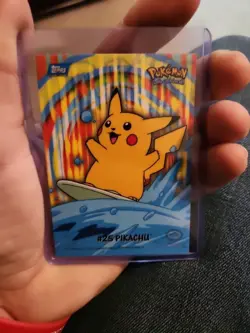 Pokemon 2000 #25 Pikachu Surfing Series 2 Topps Card Rare Blue Logo 1st ED Print - Image 1