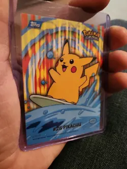Pokemon 2000 #25 Pikachu Surfing Series 2 Topps Card Rare Blue Logo 1st ED Print - Image 2