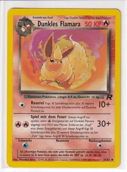 DUNKLES FLAMARA (Dark Flareon) Pokemon: Team Rocket Uncommon 35/82 MP (GERMAN) - Image 1