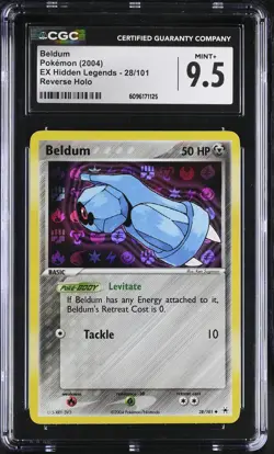 CGC 9.5 MINT+ Beldum 2004 EX Hidden Legends 28/101 Reverse Holo Pokemon Card - Image 1