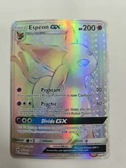 2017 Pokemon TCG Sun & Moon Espeon GX Rainbow Secret Rare Card 152/149 MP - Image 1