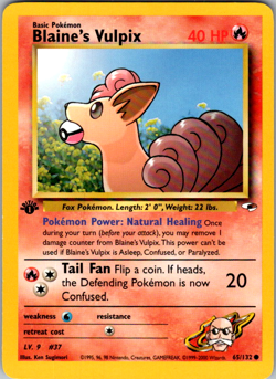Pokemon TCG 1st Edition Gym Heroes Blaine’s Vulpix 65/132 Vintage Rare - Image 1