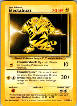 Pokemon TCG Electabuzz Base Set 20/102 Regular Rare Star Card - Image 1