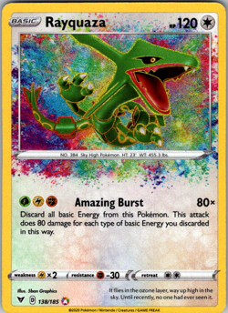 Pokemon TCG Rayquaza Amazing Rare SWSH04: Vivid Voltage 138/185 - Image 1