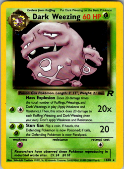 Dark Weezing 14/82 Pokemon TCG Team Rocket Unlimited Holo Rare NM - Image 1