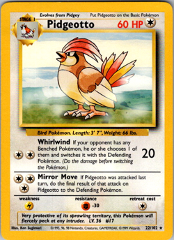 Pidgeotto 28/130 Rare Base Set Pokemon Card Vintage Vintage - Image 1