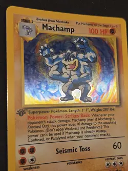 Pokemon Machamp 1st Edition Base Set 008/102 Holo LP - Image 3