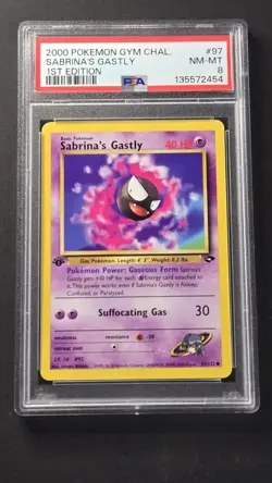 PSA 8 Sabrina's Gastly 97/132 Gym Challenge 1st Edition Common Pokemon 2000 - Image 1