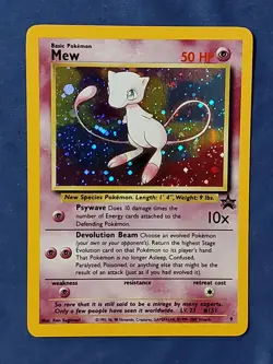 Mew holo rare 9 Black Star Promo Base Set Pokemon Card Vintage WOTC NM W23 - Image 1