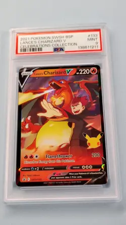 Lance's Charizard V PSA 9 2021 Pokemon Celebrations Black Star SWSH133 - Image 1